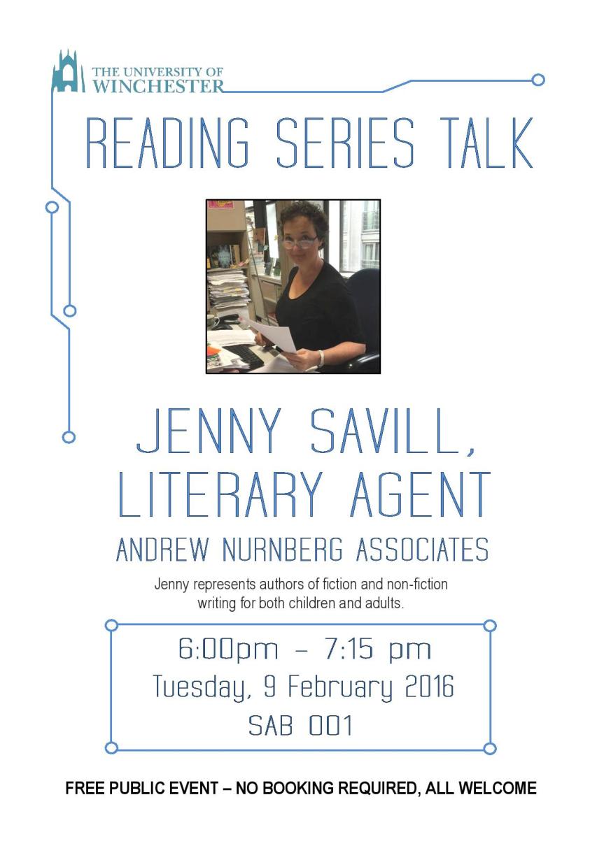 9th February: Agent Jenny Savill to speak at the Winchester Reading Series